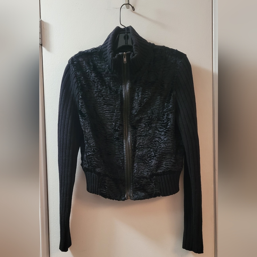 Vintage BB Dakota faux fur zip up sweater